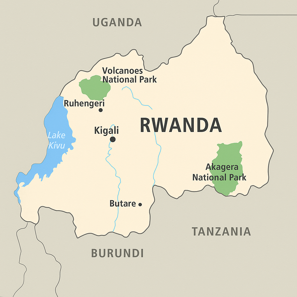 Map of Rwanda and Surroundings